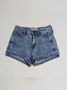 Hollister Womens Denim Shorts Size 0 Waist 24 Blue Embroidered Pockets